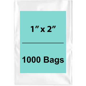 1X2 inches Clear Flat Poly Bags 2Mil Open Top (LDPE)